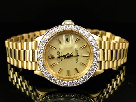 gold and diamond rolex women's watch|vintage Rolex women's diamond watch.